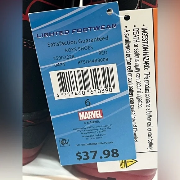 Marvel Spider-Man Themed Kids Boys Warm Winter Velcro Light-Up Boots Size 6 - Picture 5 of 9